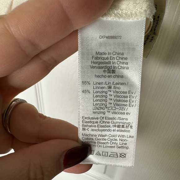 MADEWELL Abbie Cream Crop Top Linen Viscose Blend Stretchy Back Size Medium - Picture 7 of 10